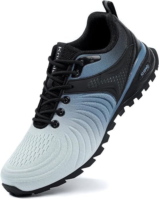 Kricely Men's Walking Shoes Breathable Lightweight Fashion Sneakers Non Slip Sport Gym Jogging Trail Running Shoes