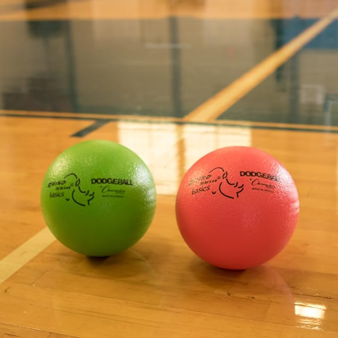 Champion Sports Rhino Skin Dodgeball Set – 6 Soft Foam Dodgeballs with Tear-Resistant Coating, Grip Surface, Low Bounce, Mesh Bag, Indoor & Outdoor Playground or PE Class Ball Set – 6” or 7”