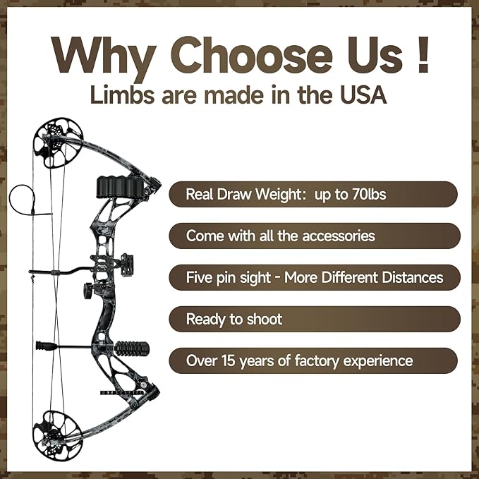 Compound Bows Draw Weight 30-70lbs Ready to Shoot, Bow and Arrow Set for Adults, Archery Set Come with All The Accessories