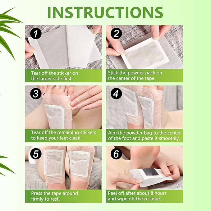 Foot Pads (30 PCS), Natural Bamboo Vinegar Ginger Powder Pad, 10 Count (Pack of 3)