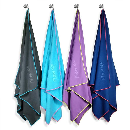 Flow Swim Gear Flow Hydro Sport Towel - Microfiber Quick Dry Swimming Towels for Swim, Pool, Triathlon, and Other Water Sports in Medium and Large Sizes (Gray, X-Large (72" X 40"))