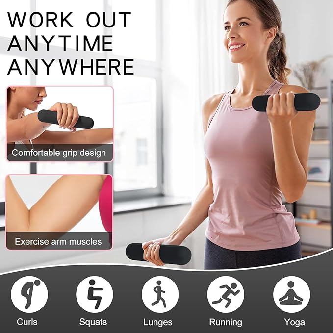 Dumbbell Hand Weight Bars for Women,3lbs Dumbbells Set of 2 or 1pcs Kettlebell Ring for Walking,Workout,Pilates,Strength Training, Gym,Running,Yoga, Dance, Aerobics, Cardio