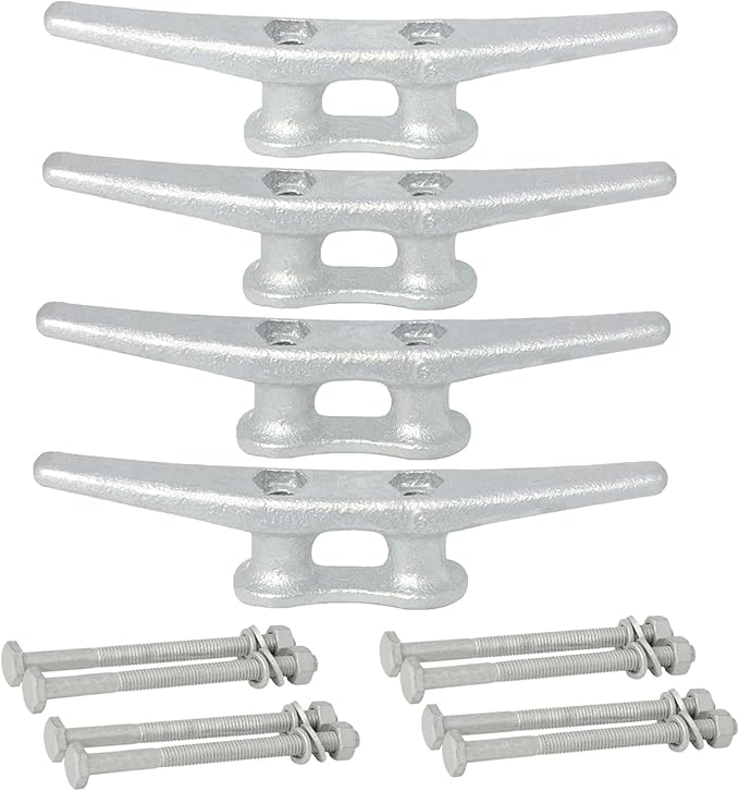 6/8/10/12/14 inch Dock Cleats With Bolts,Hot Dipped Galvanized Cast Iron Boat Cleats,Rope Cleat Boat Dock Cleats for Boat Docks,Decks,Piers for Tying up Boats,Marine Decor(1,2,4,5,6,8,10,12 Pack)
