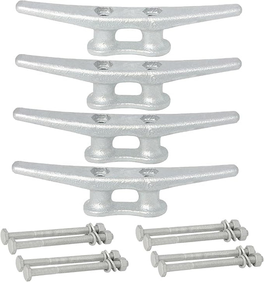 6/8/10/12/14 inch Dock Cleats With Bolts,Hot Dipped Galvanized Cast Iron Boat Cleats,Rope Cleat Boat Dock Cleats for Boat Docks,Decks,Piers for Tying up Boats,Marine Decor(1,2,4,5,6,8,10,12 Pack)
