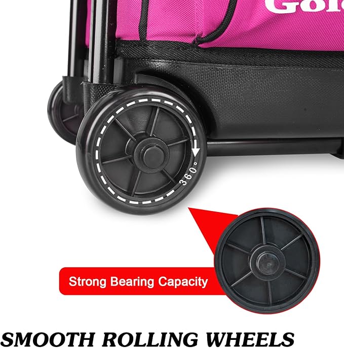 Goloni 3 Ball Bowling Bags with Wheels - Rolling Bowling Bag for 3 Balls & Accessories - Retractable Handle Extends to 38