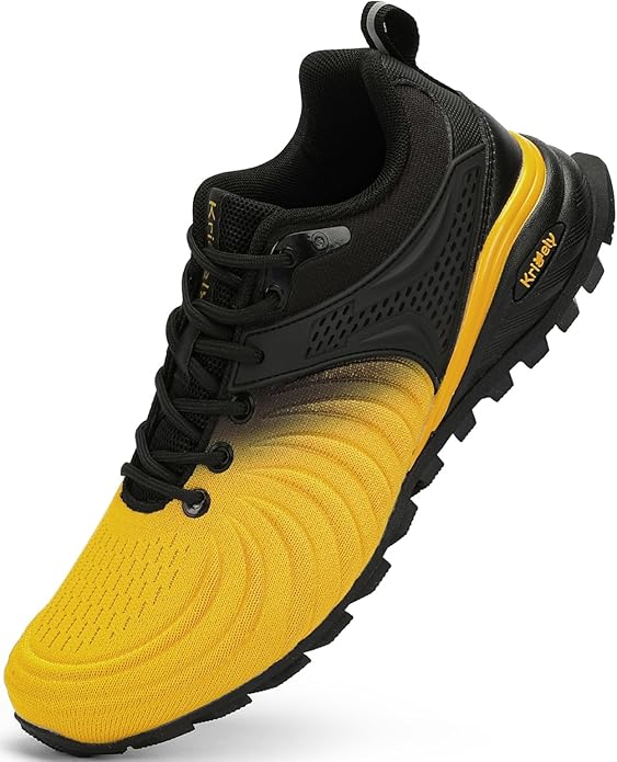 Kricely Men's Walking Shoes Breathable Lightweight Fashion Sneakers Non Slip Sport Gym Jogging Trail Running Shoes