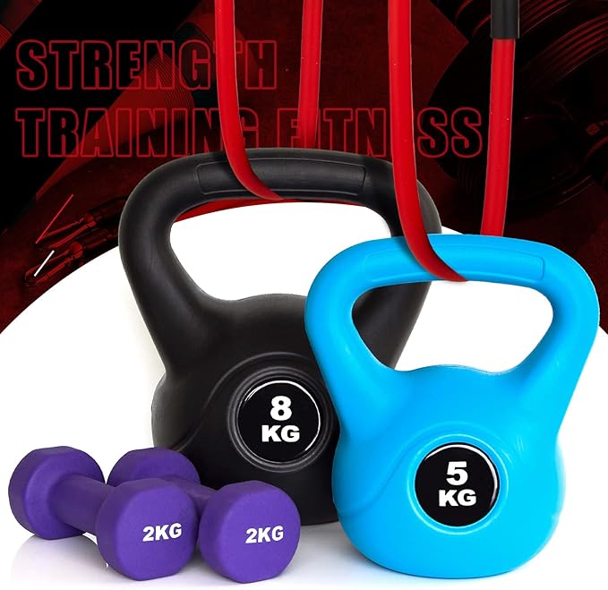 Liliful 8 pcs Resistance Bands for Working Out Additional Exercise Bands for Replacement Workout Equipment Elastic Stretch Legs Ankle Straps for Men Women Strength Training Fitness Gym Home, Red