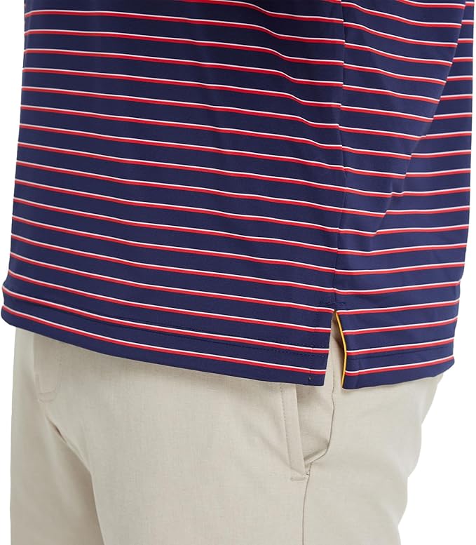 M MAELREG Golf Shirts for Men Moisture Wicking Striped Polo Performance Dry Fit Business Sports Mens Polo Shirts Short Sleeve