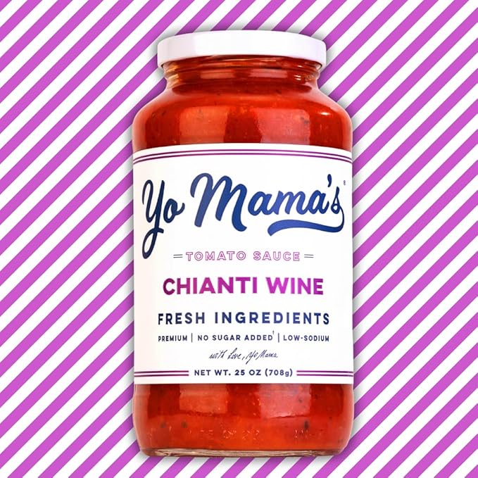 Yo Mama's Foods Keto Chianti Wine Pasta Sauce - Pack of (2) - No Sugar Added, Low Carb, Low Sodium, Gluten Free, Paleo Friendly, and Made with Whole, Non-GMO Tomatoes