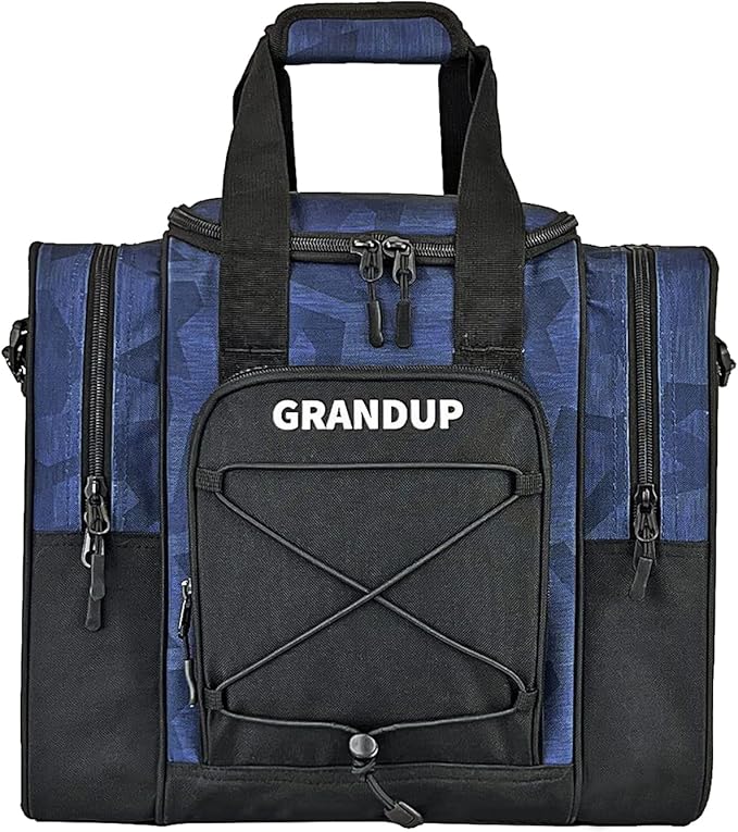 GRANDUP Bowling Ball Bag for Single Ball - Black Bowling accessories Ball Tote Bag Bowling Bag with Padded Ball Holder - Fits Bowling Shoes Up to Mens Size 14