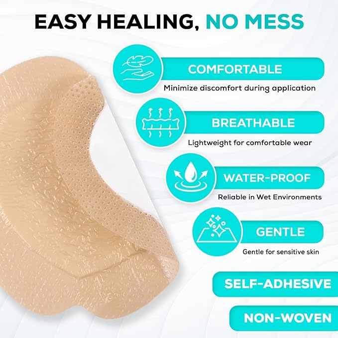 MedVance TM Silicone - Sacral Bordered Silicone Adhesive Foam Wound Dressing, Bed Sore Treatment Bandage for Sacrum, Size 9"x 9" (6.1" Pad x 6.6" Pad), Box of 5 dressings