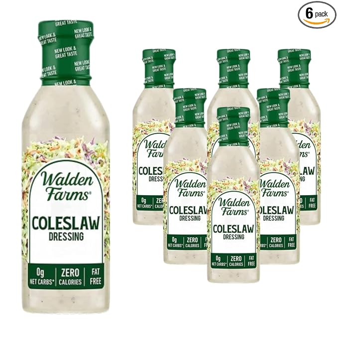 Walden Farms Coleslaw Dressing – Calorie-Free, Gluten-Free, Low Carb, Keto-Friendly, Sugar-Free, Fat-Free, Dairy-Free Creamy Coleslaw Flavor – 6-Pack, 12 oz Bottles