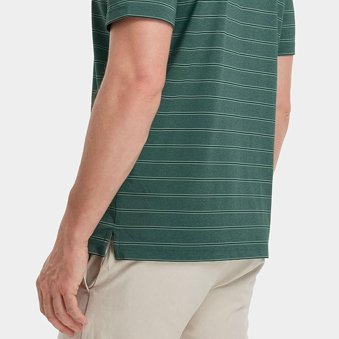 M MAELREG Golf Shirts for Men Moisture Wicking Striped Polo Performance Dry Fit Business Sports Mens Polo Shirts Short Sleeve