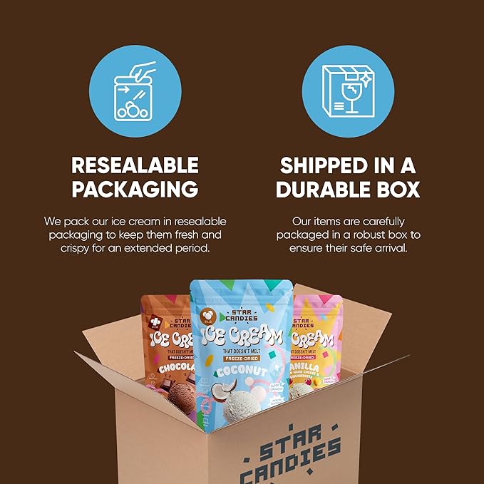 Star Candies Freeze Dried Coconut Ice Cream Scoops | No Melting Freeze Dried Candy | Crunchy & Delicious Camping Food | Premium Astronaut Ice Cream loved by Kids and Adults (2.5 oz)