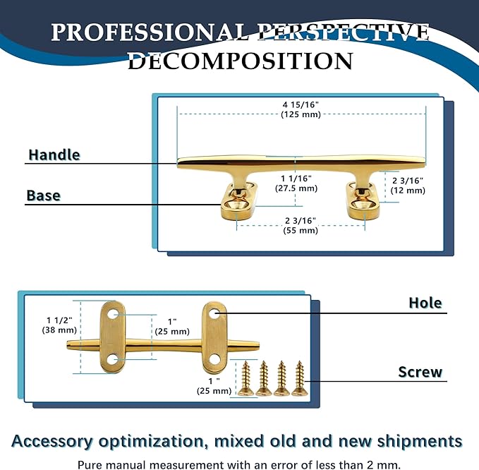 SHENGHUISS Boat Cleat 316 Stainless Steel Open Base Boat Dock Cleats（4"/5"/6"/8"/10"/12"） Silver/Gold for Boat, Dock, Kayaks, Nautical Decor ect
