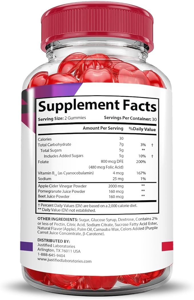 Justified Laboratories (3 Pack Premier Keto ACV Gummies Advanced Weight Loss Extreme 2000MG Premier Formulated with Pomegranate Beet Juice Powder B12 Vegan Non GMO 180 Gummys