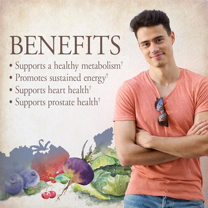 Garden of Life Once Daily Whole Food Multivitamin for Men, Organic Mens Vitamins & Minerals, Vitamin C, Zinc, Vegan, for Health & Well-Being, 60 Tablets