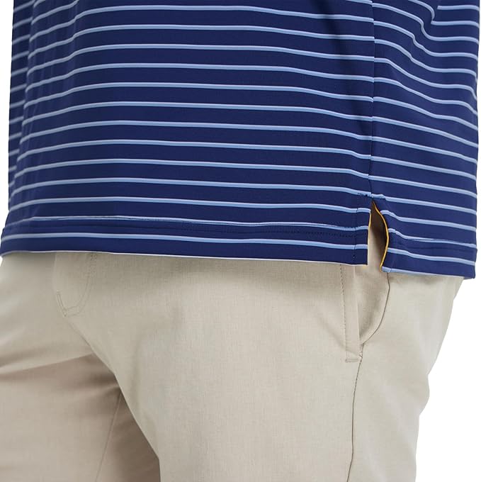 M MAELREG Golf Shirts for Men Moisture Wicking Striped Polo Performance Dry Fit Business Sports Mens Polo Shirts Short Sleeve