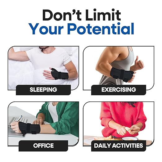 Thumb Splint & Wrist Brace | Carpal Tunnel Wrist Splint with Trigger Thumb Brace Spica | Stabilizer & Support For Tendonitis Pain, Arthritis, CMC, Tenosynovitis, De Quervain Women Men SM/MED LEFT HAND
