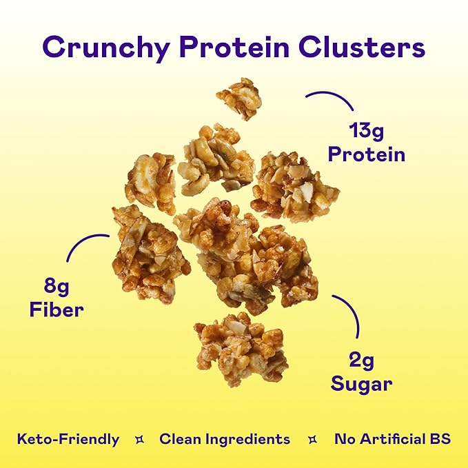 Magic Spoon Protein Granola - High Protein Granola, Keto Friendly, Low Sugar, Grain Free, Healthy Breakfast or Quick Snack (1 bags each: Honey Almond, Peanut Butter)