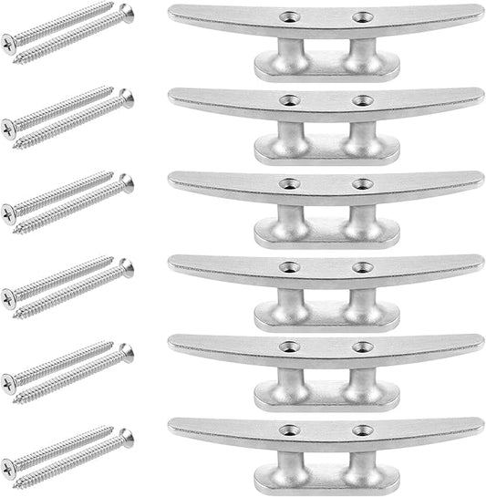 Boat Cleat, 4 inch / 6 inch 304 Stainless Steel Dock Cleat-Ideal for Marine, Deck, Nautical Decor (4 Pack/ 6 Pack)