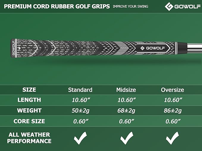 Gowolf Golf Grip Cord Rubber Multi-compound Golf Driver Irons Club Choose 13 Grips with 15pcs Tapes Or Full Kit choose one