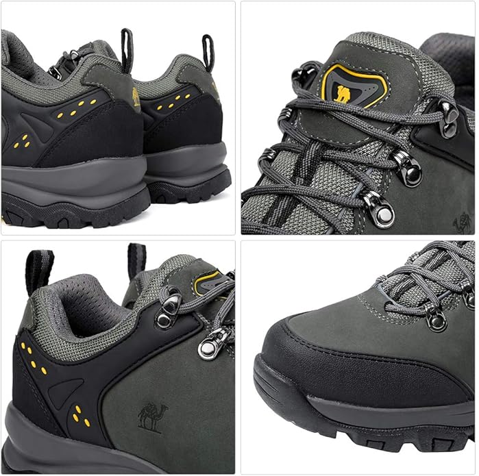 CAMEL CROWN Hiking Shoes Men Trekking Shoe Low Top Outdoor Walking Waterproof Leather Trail Sneakers