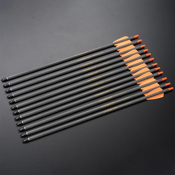 Crossbow Bolts 15 Inch Archery Carbon Crossbow Arrows with Moon Nocks Hunting Archery Arrows（12pcs
