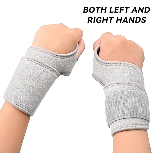Wrist Support Brace for Right Left Hand 2 Pairs, Wrist Wraps for Women Men, Adjustable Wrist Brace for Carpal Tunnel Tendonitis, Arthritis, Pain Relief, Weightlifting, Sports, Day Night Support, Grey