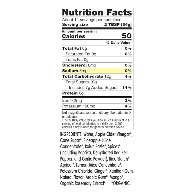 Mr. Spice Salt Free Award-Winning Taste Sweet and Sour Sauce | Low Sodium | Organic | No Salt | Gluten Free | Low Calorie Sweet & Sour Sauce | 13.5 Ounce (1 Pack)