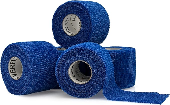 PowerFlex – Self-Adhering Sports Wrap for Injury Prevention & Post-Injury Stability – Medical-Grade, Sweat & Water Resistant First Aid Wrap for Athletes - Blue, 2 inch, 6 Rolls