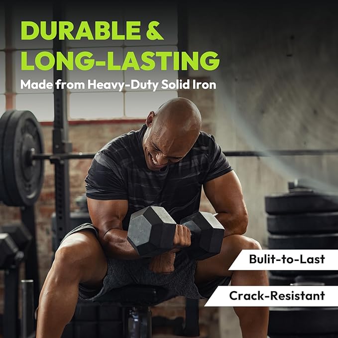 Hex Dumbbell Set, 45-400 lb Set Rubber Encased Exercise & Fitness Dumbbells, Weights Dumbbells Set, Hand Weight for Strength Training