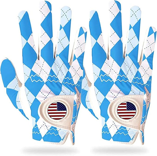 FINGER TEN Golf Gloves Men Right Handed Golfer Left Hand with Ball Marker 2 Pack Leather Breathable Comfortable Weathersof Grip Size Small Medium ML Large XL