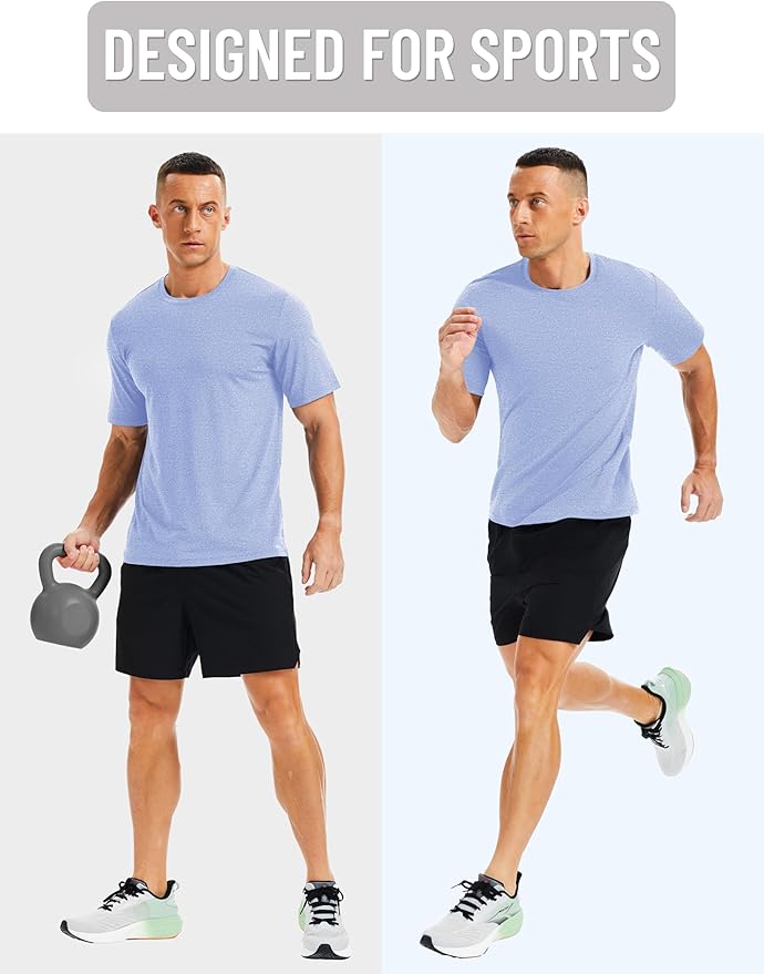MAGCOMSEN Men's Dry Fit Workout Shirts Short Sleeve Tee Shirts Moisture Wicking Athletic Running Performence Tshirts