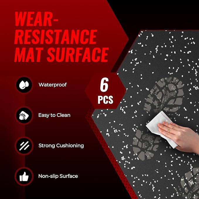 SUPERJARE 0.79 Inch Gym Flooring for Home Gym, Exercise Equipment Mats with Rubber Top, Interlocking Rubber Floor Tiles for Home Gym and Fitness Room, Protective Flooring Mat