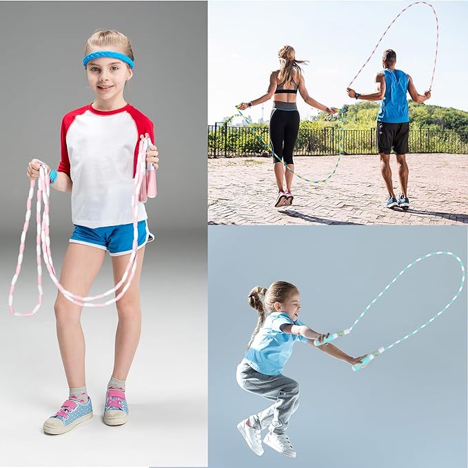 20 Pack Jump Rope for Kids Bulk 9Ft Beaded Jump Ropes for Age 4 5 6 7 8 10 12, Adjustable Jumping Rope for Children and Adults Exercise, Outdoor Fun Activity Workout, Training