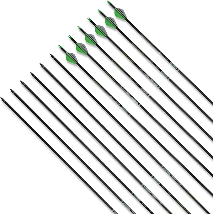 LWANO 32" Carbon Arrows Archery Target Practice Hunting Arrows with Shaft Spine 400 with Removable Tips for Compound & Recurve Bow (Pack of 12)