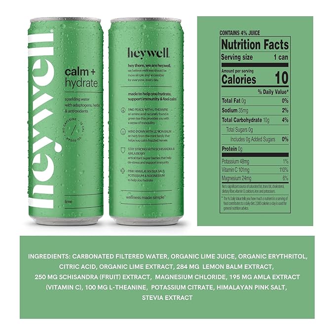 Heywell Sparkling Adaptogenic, Trial Pack, 12 Fluid Ounce (Pack of 6) - Organic, Non GMO, Vegan, Gluten Free, Dairy Free