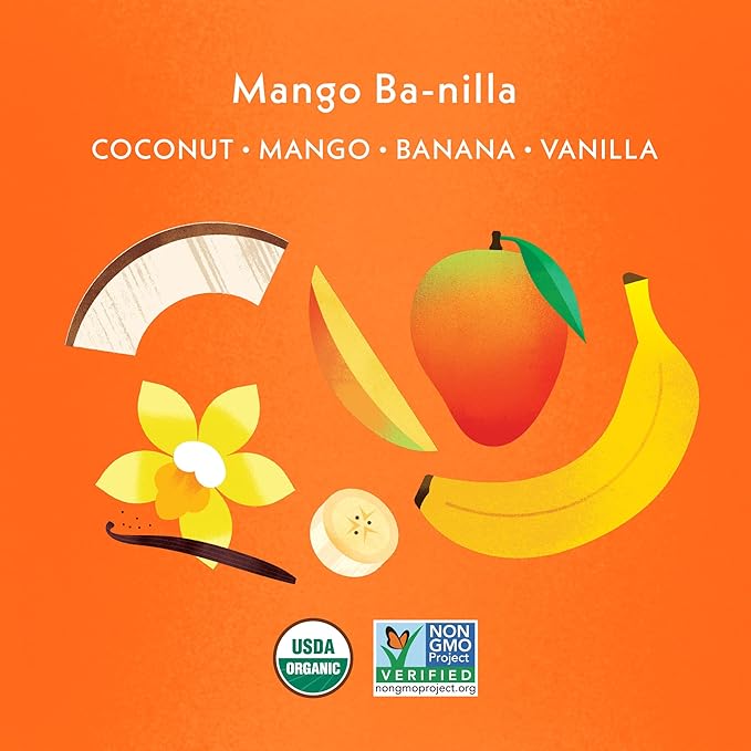 Once Upon A Farm Mango Ba-nilla Coconut Melts with Probiotics, Organic, Dairy Free, 1 Ounces (Pack Of 8)