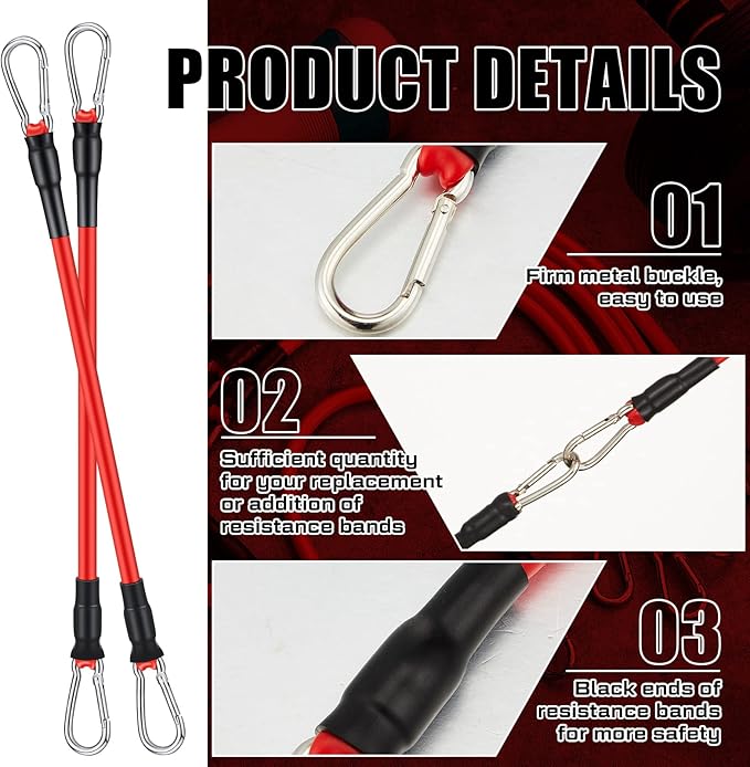 Liliful 8 pcs Resistance Bands for Working Out Additional Exercise Bands for Replacement Workout Equipment Elastic Stretch Legs Ankle Straps for Men Women Strength Training Fitness Gym Home, Red