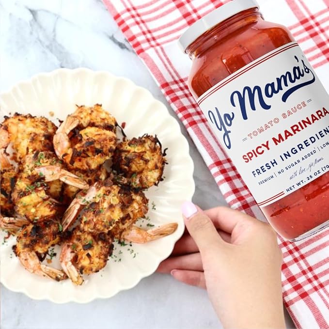 Yo Mama's Foods Keto SPICY Marinara Pasta Sauce - Pack of (2) - No Sugar Added, Low Carb, Low Sodium, Gluten Free, Paleo Friendly, and Made with Whole, Non-GMO Tomatoes.