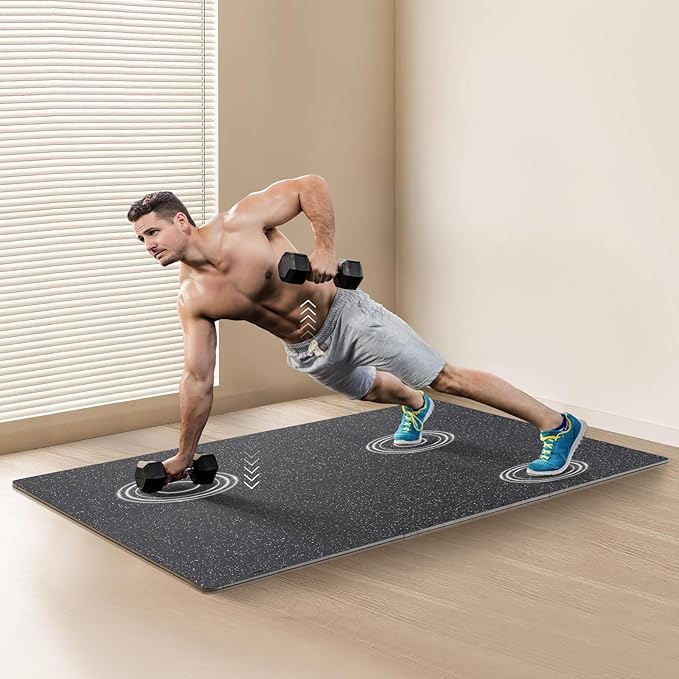 VEVOR 0.56 Inch Thick Gym Floor Mats, 12 Tiles Rubber Top with EVA Foam, 25" x 25" Gym Flooring Workout Mat with 48 sq.ft Coverage, Interlocking Puzzle Mats for Gym, Home, Garage, Black & White