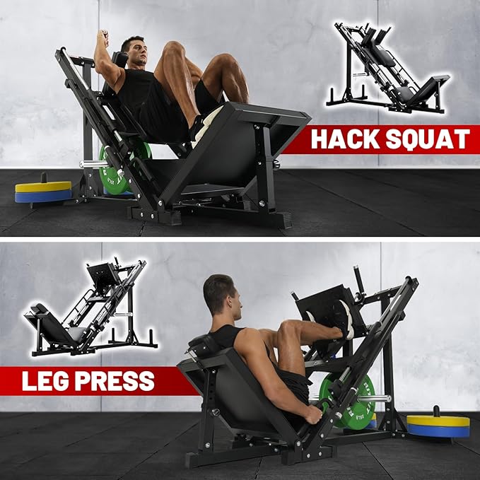 RitFit Leg Press Hack Squat Machine, Professional Adjustable Leg Press Machine for Home Gym with Linear Bearing, Specialty Hack Squat Machine for Full Lower Body Workout with Weight Storage Posts