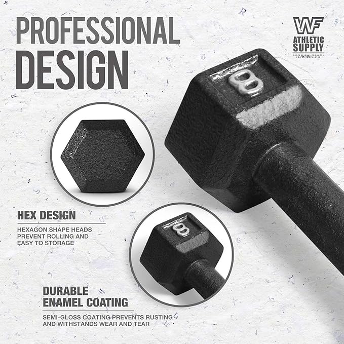 WF Athletic Supply 200Lb Dumbbell Set, 10-30Lb Dumbbell Set with A Frame Storage Rack for Muscle Toning, Strength Building & Weight Loss - Multiple Choices Available