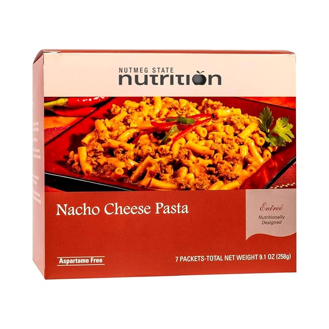 Nutmeg State Nutrition – High Protein Entree, Low Calorie, Low Carb, Bariatric Diet Friendly, Ideal Protein Compatible, Gluten Free, 7 Servings Per Box (Nacho Cheese Pasta)
