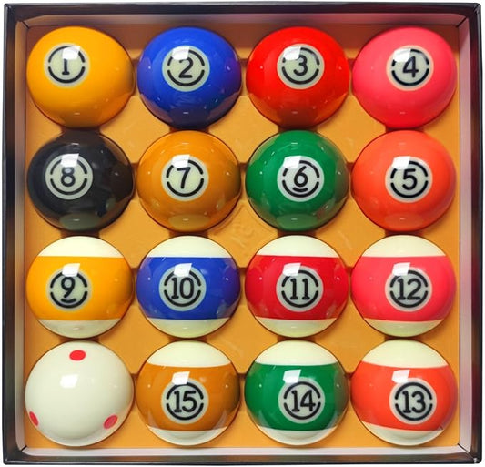 2-1/4" Pool Balls Billiard Set - 16 Resin Balls, Regulation Size & Weight, Complete Billiard Table Balls Set for Replacement, Pool Table Accessories & Billiards Pool Accessories