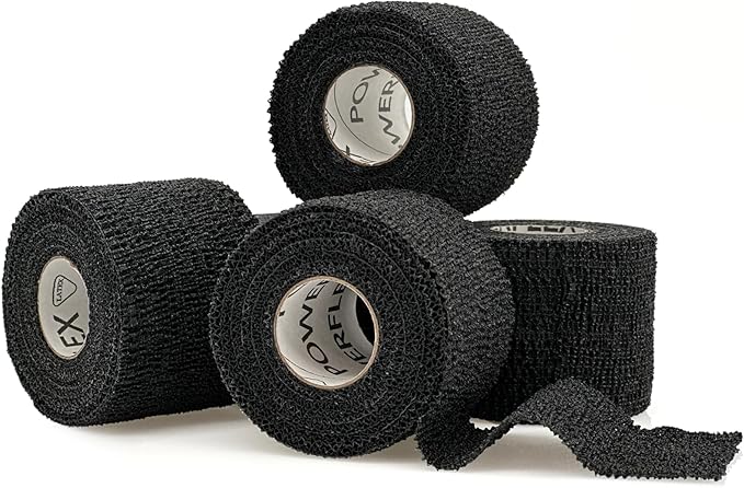 PowerFlex – Self-Adhering Sports Wrap for Injury Prevention & Post-Injury Stability – Medical-Grade, Sweat & Water Resistant First Aid Wrap for Athletes - Black, 2 inch, 2 Rolls