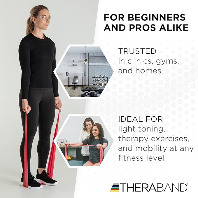 THERABAND Resistance Bands, 50 Yard Roll Professional Latex Elastic Fitness Band For Upper & Lower Body & Core Exercise, Physical Therapy, Pilates, Yoga, Stretching, Home Workouts, & Rehab