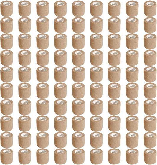 100 Rolls Self Adhesive Bandage Wrap 2 inch Cohesive Bandage Wrap Stretch Bandages Wraps Tape Elastic Self-Adherent Tape for Wrist Ankle Sports Swelling Sprains （Skin）