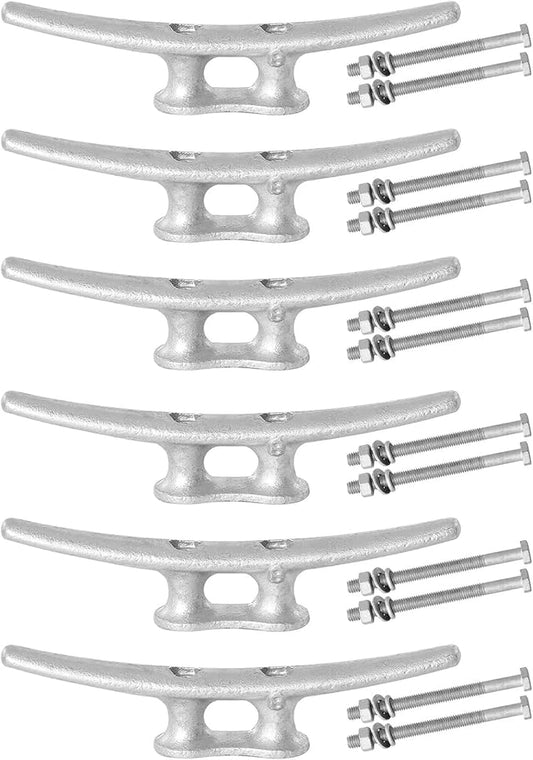 6/8/10/12/14 inch Dock Cleats With Bolts,Hot Dipped Galvanized Cast Iron Boat Cleats,Rope Cleat Boat Dock Cleats for Boat Docks,Decks,Piers for Tying up Boats,Marine Decor(1,2,4,5,6,8,10,12 Pack)